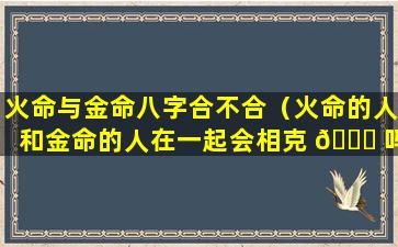 火命与金命八字合不合（火命的人和金命的人在一起会相克 🍁 吗）